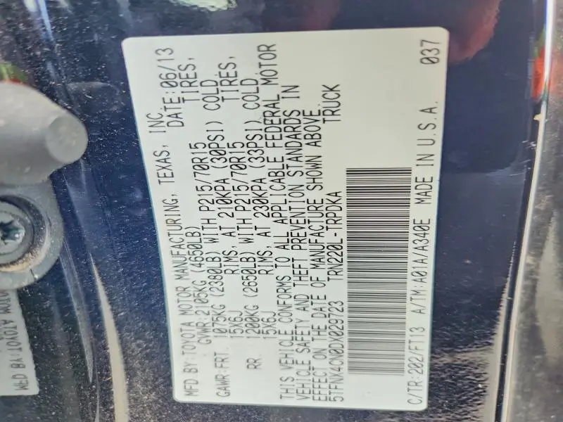 2013 TOYOTA TACOMA BASE  