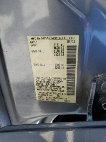 2011 NISSAN MAXIMA S  