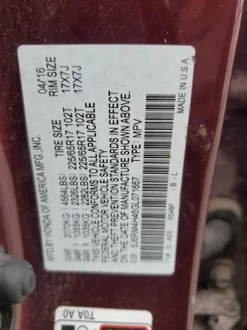 2016 HONDA CR-V SE  