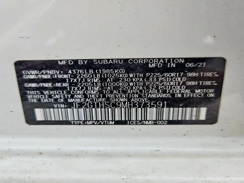 2021 SUBARU CROSSTREK SPORT  