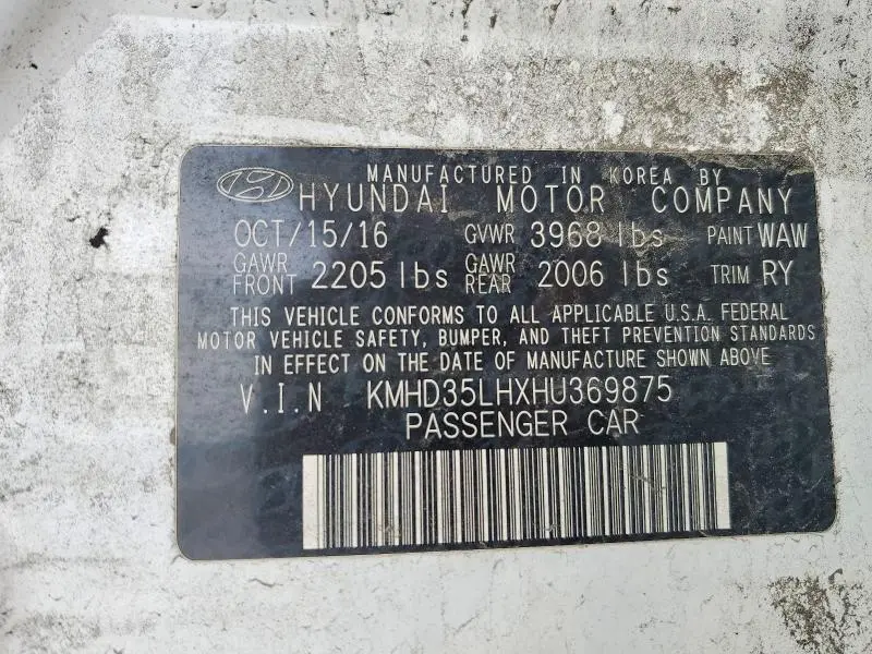 2017 HYUNDAI ELANTRA   