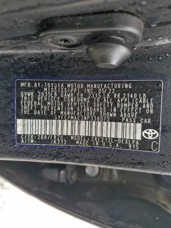 2022 TOYOTA COROLLA LE  