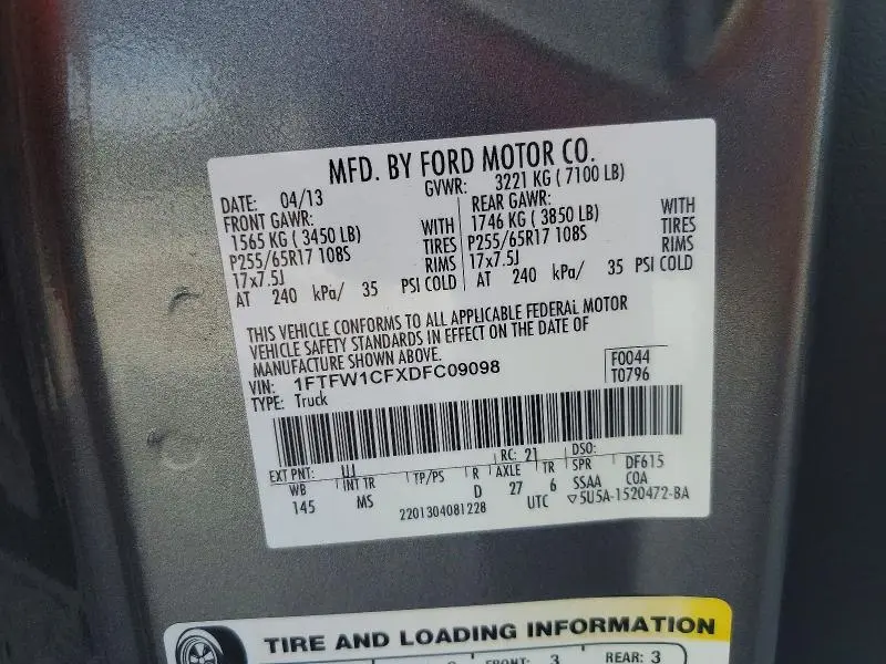 2013 FORD F150 SUPERCREW  