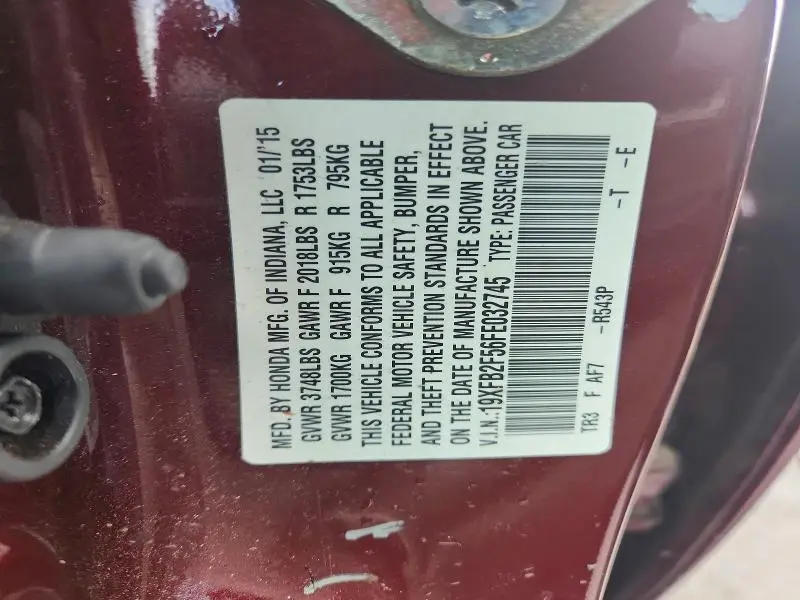 2015 HONDA CIVIC LX  