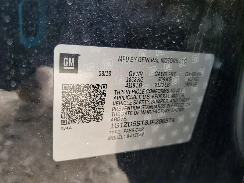 2018 CHEVROLET MALIBU LT  