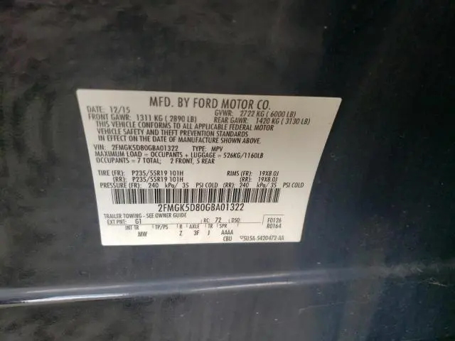 2016 FORD FLEX LIMITED  