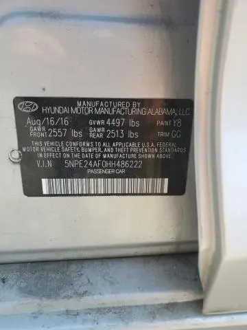 2017 HYUNDAI SONATA SE  