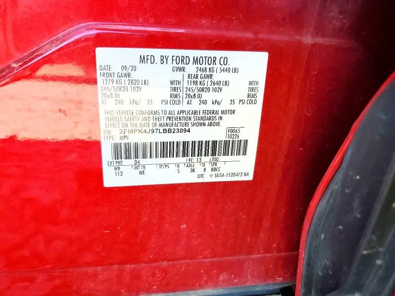 2020 FORD EDGE SEL  