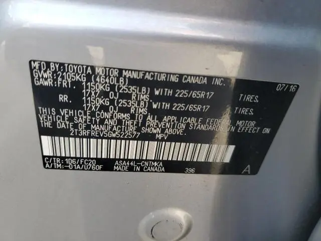 2016 TOYOTA RAV4 XLE  