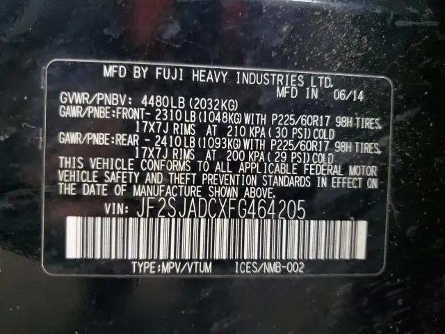 2015 SUBARU FORESTER 2.5I PREMIUM  