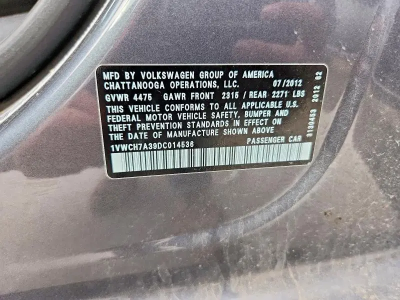 2013 VOLKSWAGEN PASSAT SEL  