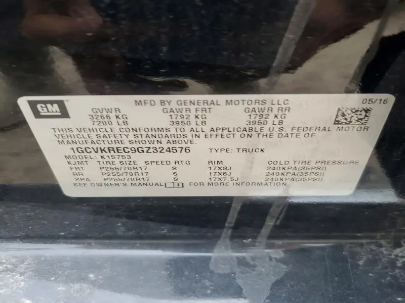 2016 CHEVROLET SILVERADO K1500 LT  