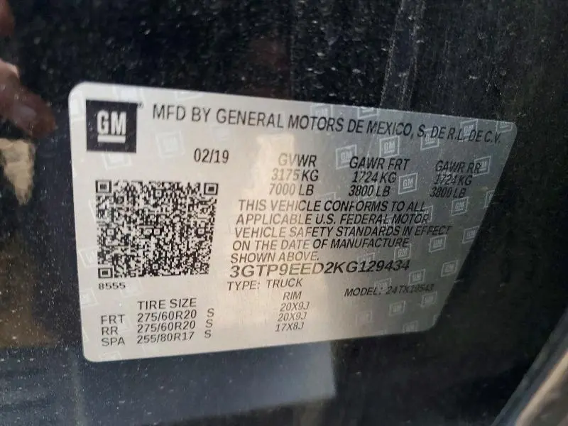 2019 GMC SIERRA K1500 AT4  