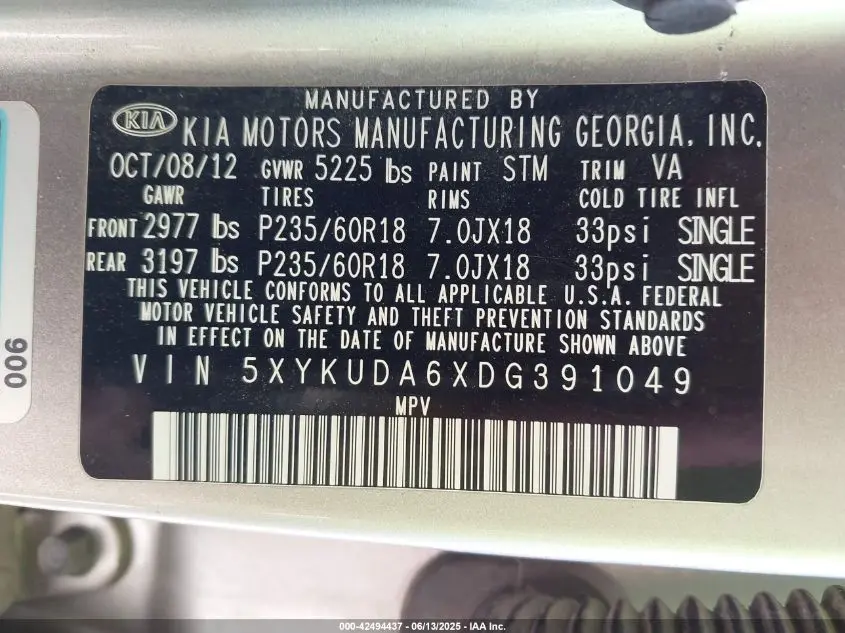 2013 KIA SORENTO EX