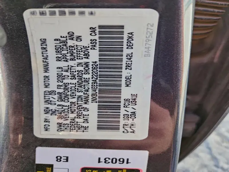 2010 TOYOTA COROLLA BASE  