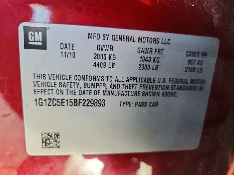 2011 CHEVROLET MALIBU 1LT  