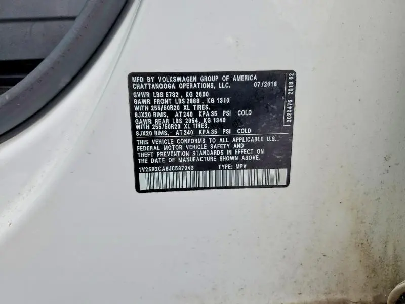 2018 VOLKSWAGEN ATLAS SEL  