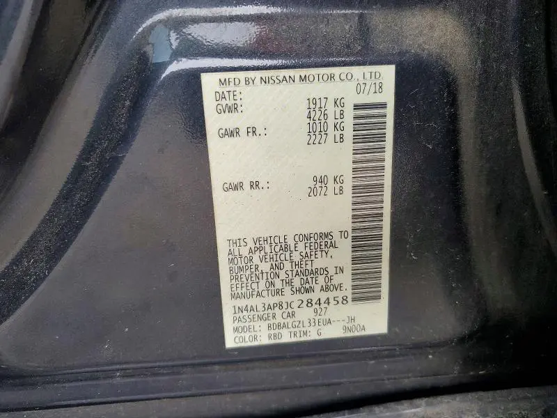 2018 NISSAN ALTIMA 2.5 S  