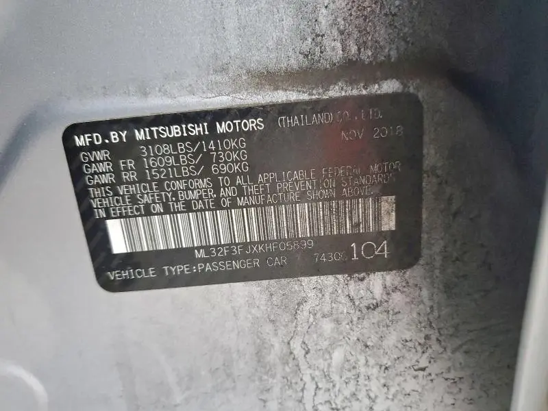 2019 MITSUBISHI MIRAGE G4 ES  