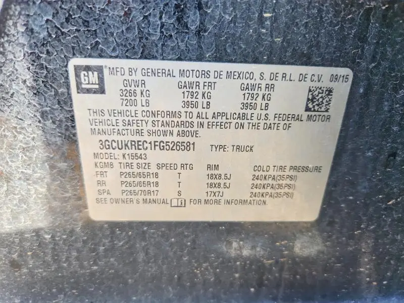2015 CHEVROLET SILVERADO K1500 LT  