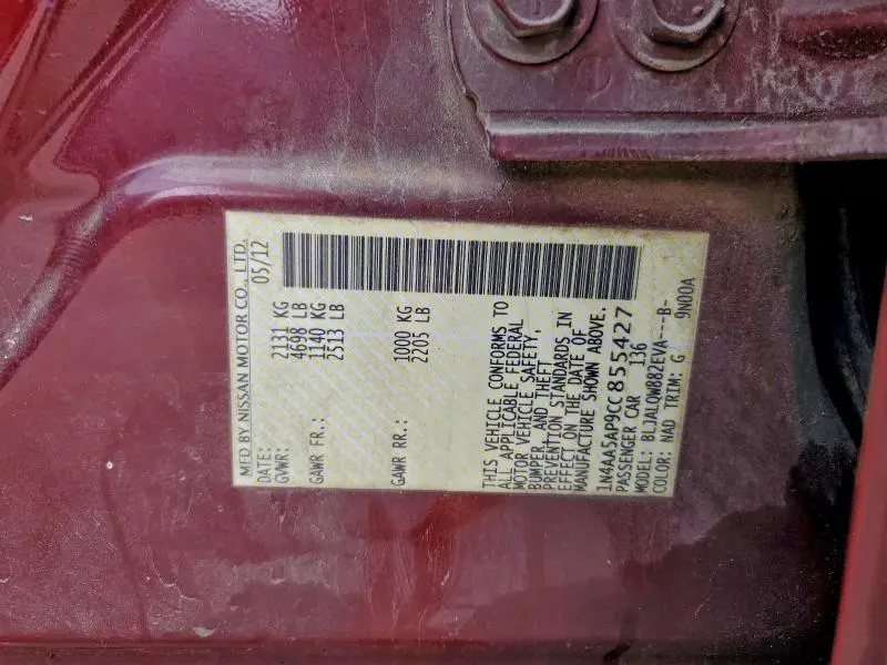 2012 NISSAN MAXIMA S  