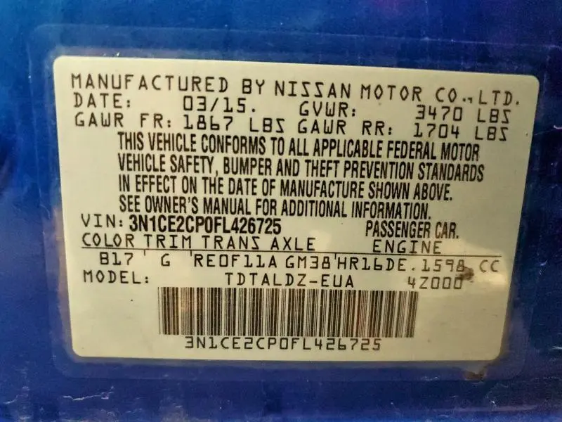 2015 NISSAN VERSA NOTE S  