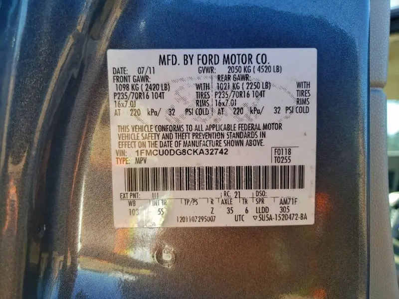 2012 FORD ESCAPE XLT  