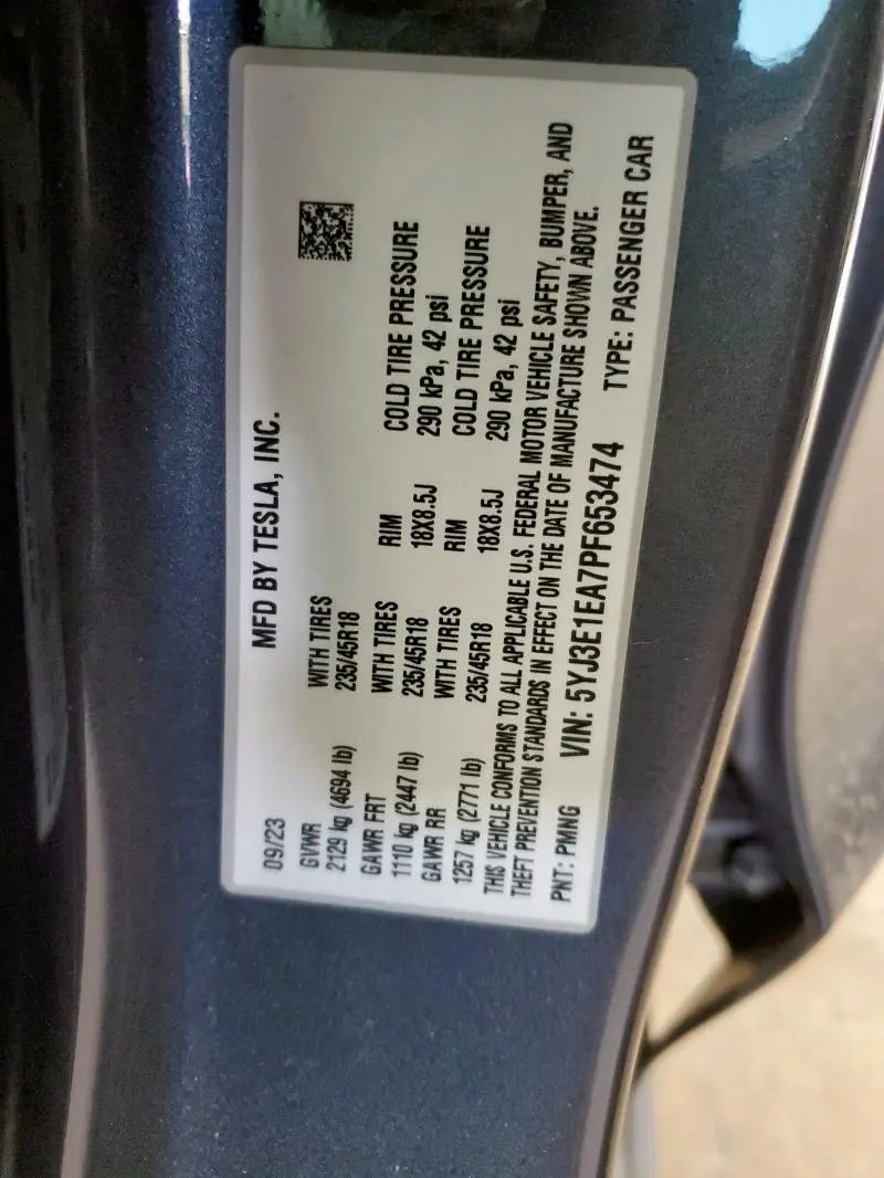 2023 TESLA MODEL 3   