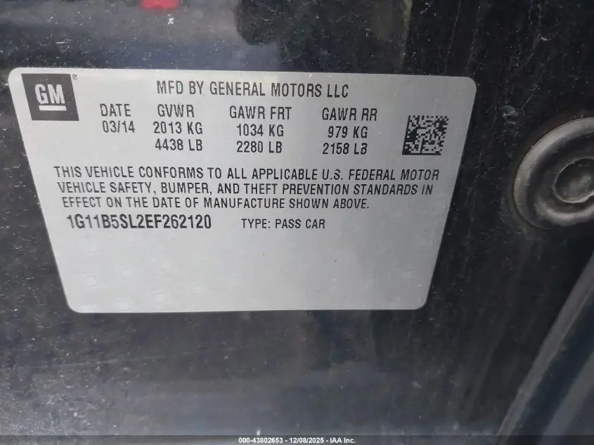 2014 CHEVROLET MALIBU 1LS