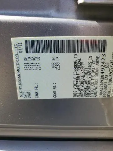 2011 NISSAN ALTIMA BASE  