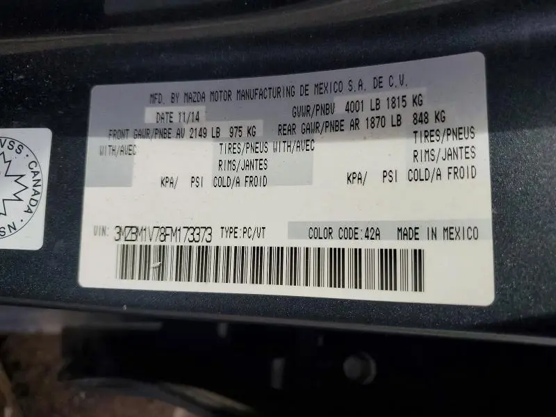 2015 MAZDA 3 TOURING  