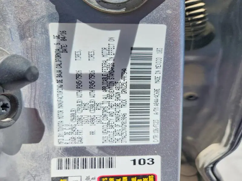 2016 TOYOTA TACOMA SR5 V6  