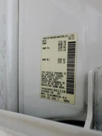 2012 NISSAN MAXIMA S  