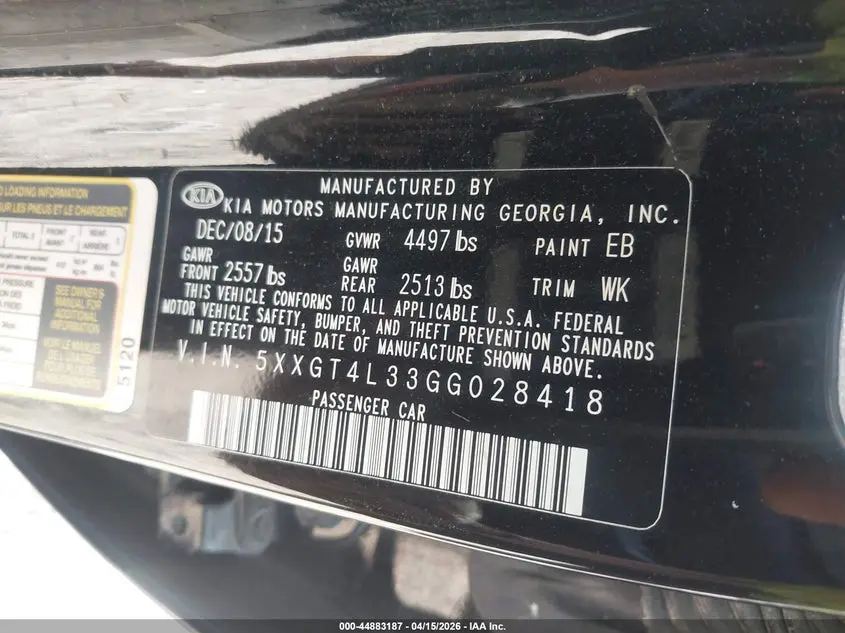 2016 KIA OPTIMA LX