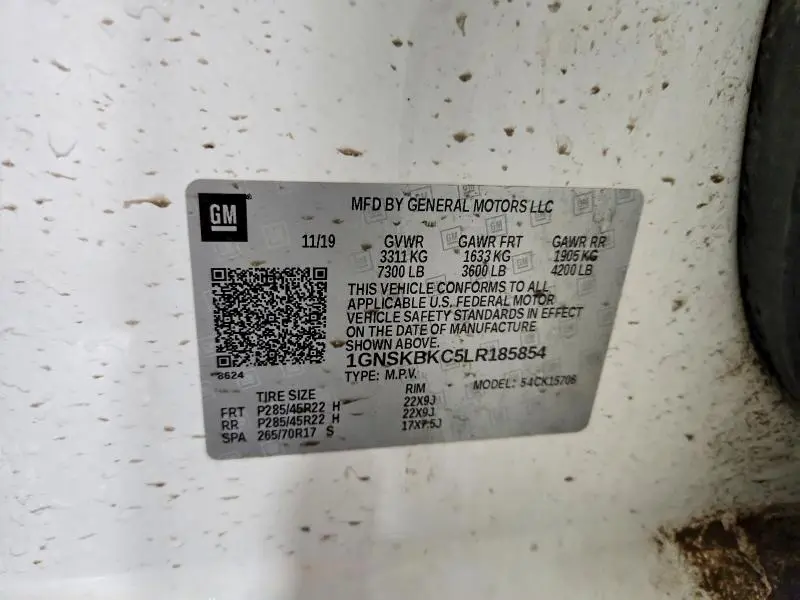 2020 CHEVROLET TAHOE K1500 LT  