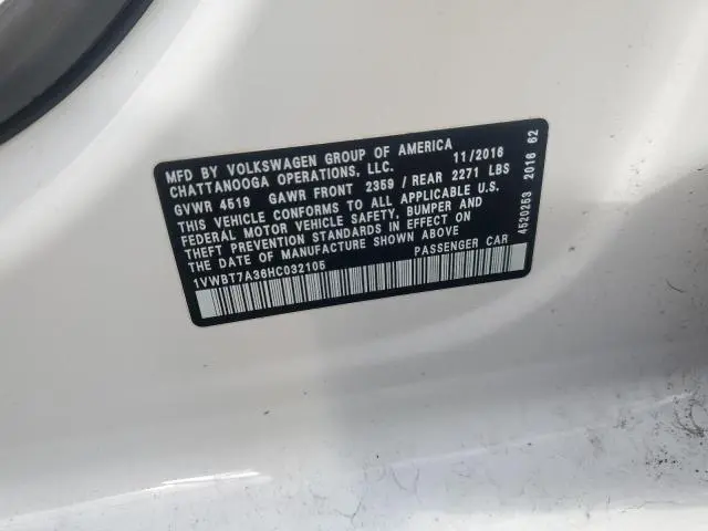 2017 VOLKSWAGEN PASSAT SE  