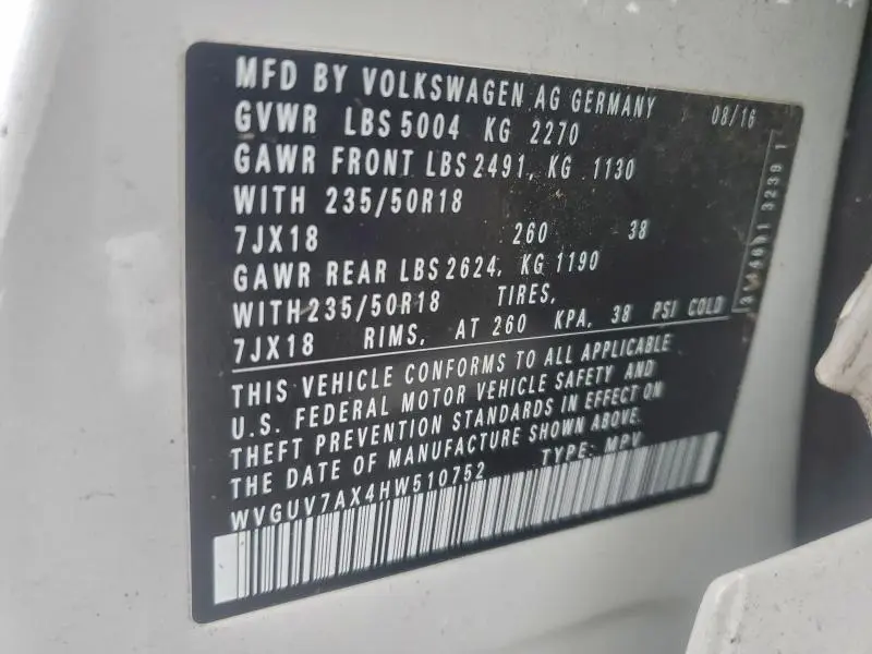 2017 VOLKSWAGEN TIGUAN SPORT  