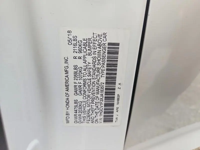 2018 HONDA ACCORD SPORT  