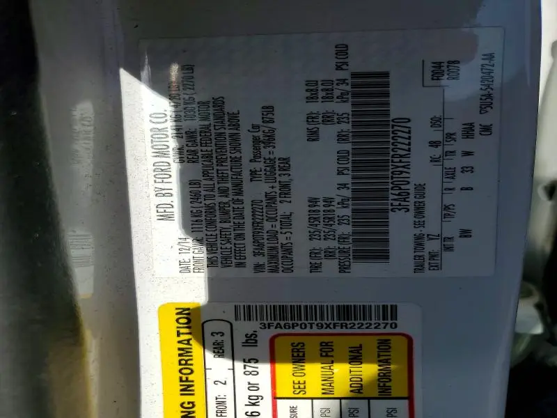 2015 FORD FUSION SE  