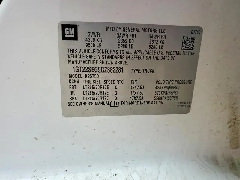 2016 GMC SIERRA K2500 SLE  