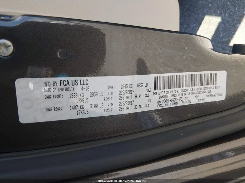 2016 DODGE GRAND CARAVAN SE PLUS