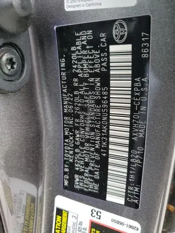 2022 TOYOTA CAMRY XSE  