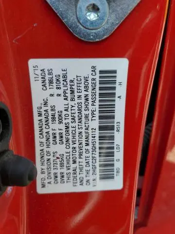 2016 HONDA CIVIC EX  