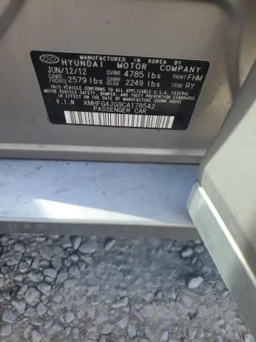 2012 HYUNDAI AZERA GLS  