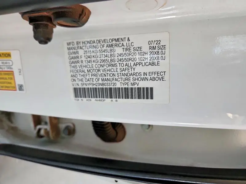 2022 HONDA PILOT SE  