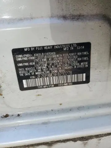2015 SUBARU XV CROSSTREK 2.0 LIMITED  