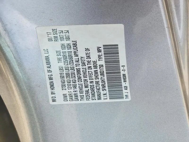2018 HONDA ODYSSEY EXL  