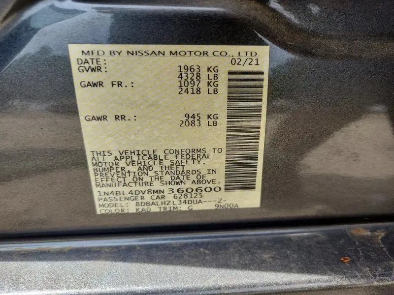 2021 NISSAN ALTIMA SV  