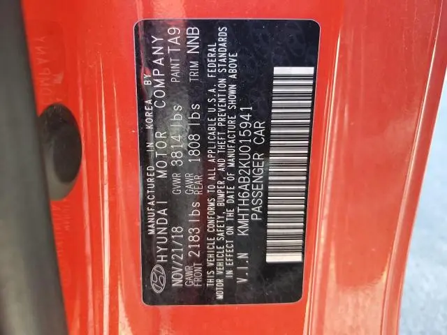 2019 HYUNDAI VELOSTER TURBO  