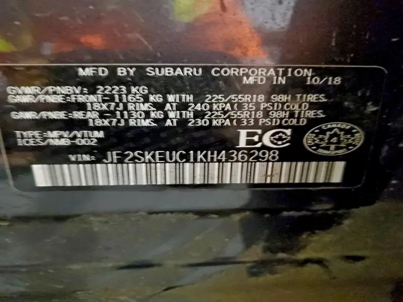 2019 SUBARU FORESTER LIMITED  